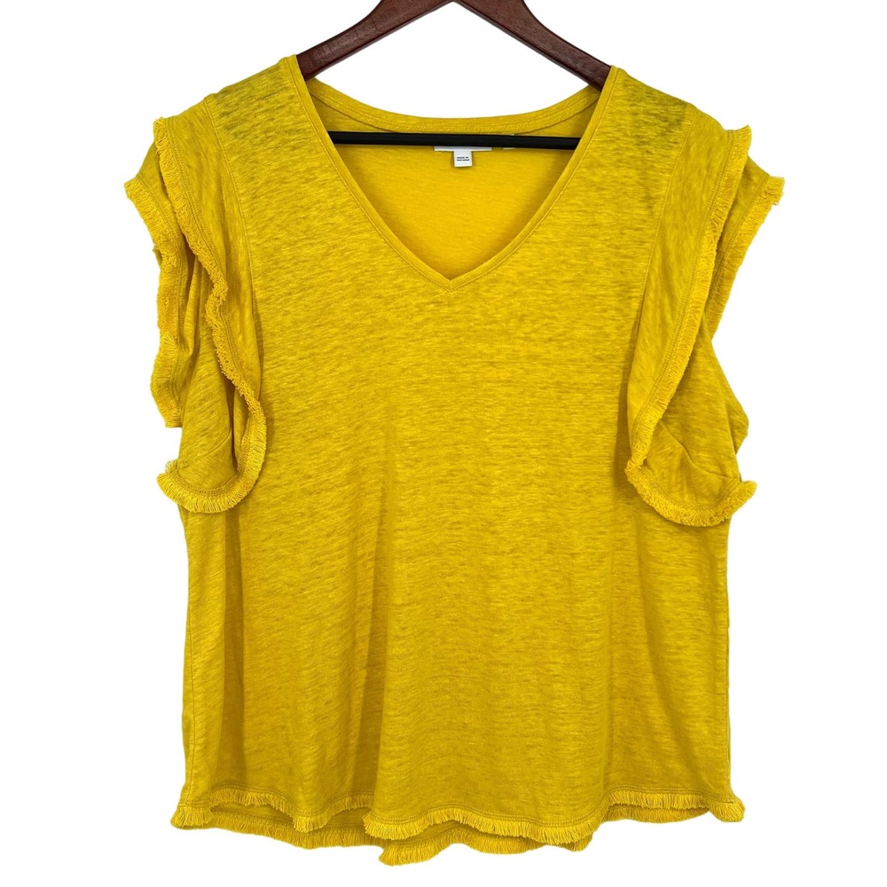 NEW NWT MSRP $70 Chicos Sz 3 XL 100% Linen Yellow Tank Top Blouse Shirt Top